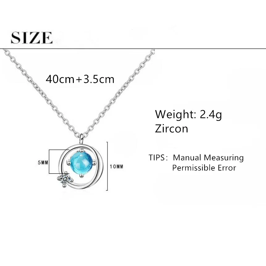 Новые круглые подвесные ожерелья с голубым кристаллом в виде планеты из циркона