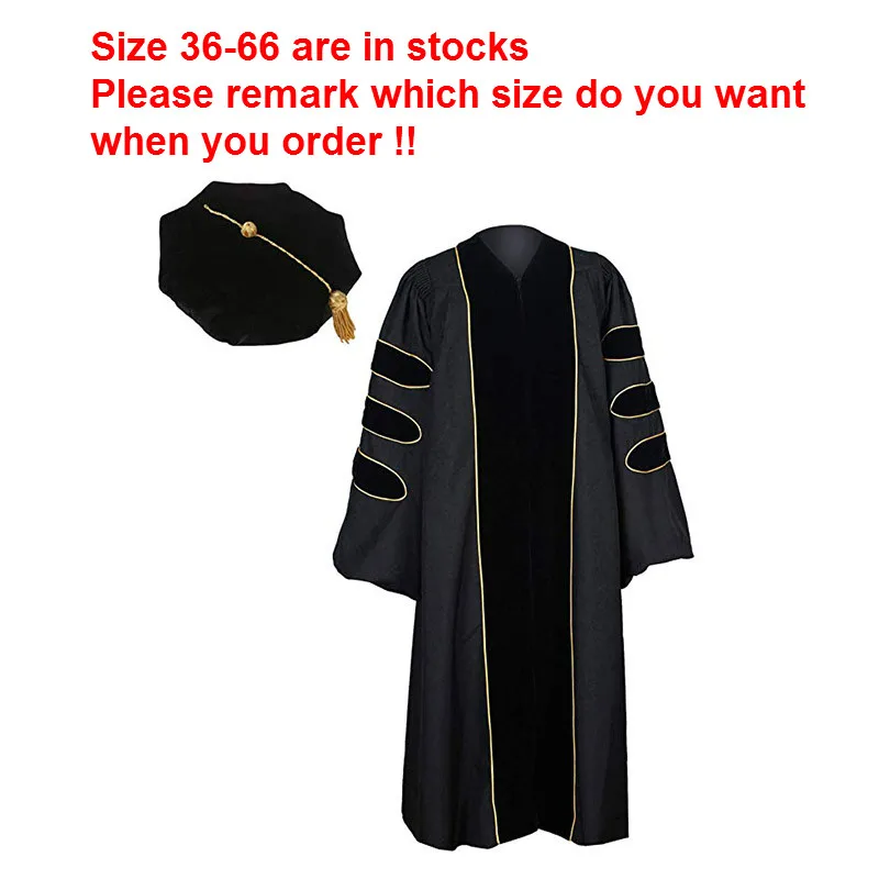 2019 унисекс выпускное нейтральное платье с золотыми трубками и Bkack Doctoral TAM Pack