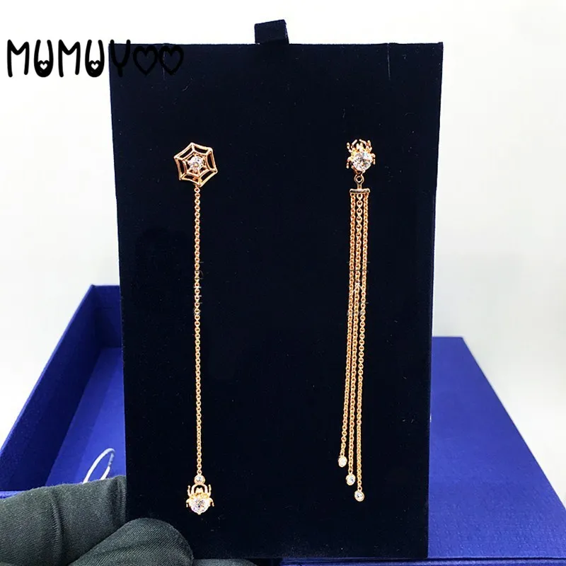 

Fashion jewelry high quality swa, simple spider web asymmetrical tassel earrings women earrings drop earrings jewelry