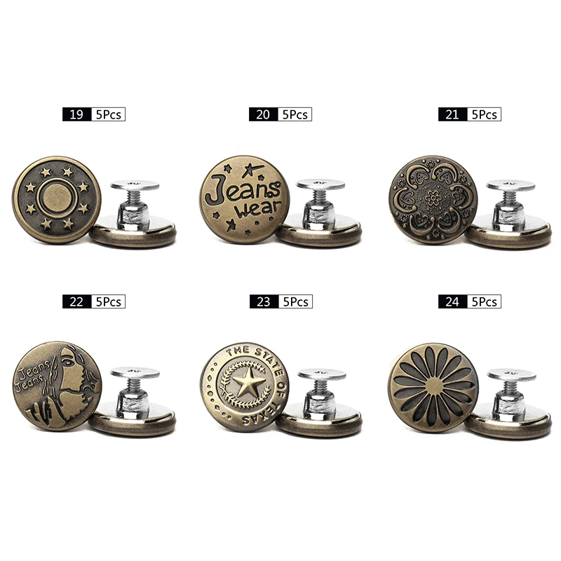 5 шт. металлические пуговицы для джинсов и талии | Дом сад