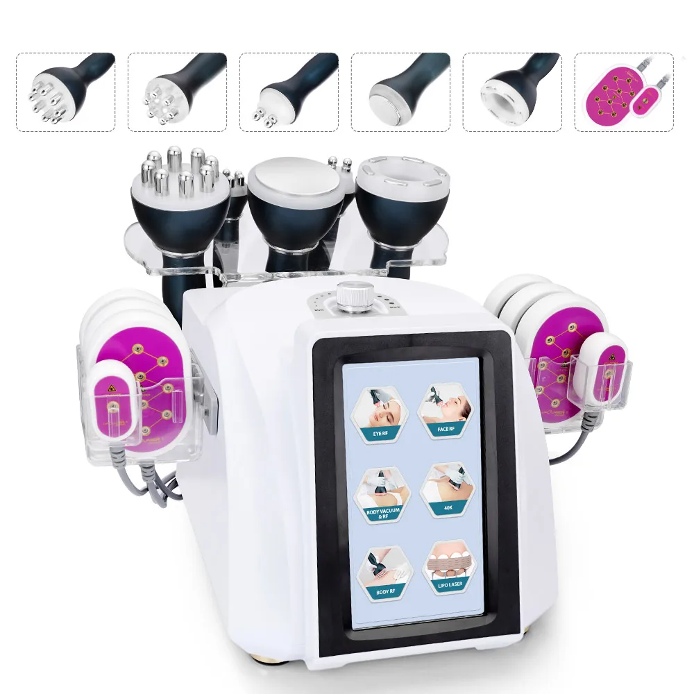 

6 In 1 Ultrasound Machine Cavitation 2.0 Vacuum RF Skin Tightening Lipolaser Body and Face Slimming Machine for Weight Loss