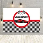 Avezano фон для фотосъемки для дня рождения для маленьких мальчиков гоночный автомобиль черный, белый цвет сетки Декор с флагами фон для фотостудии баннер для фотосессии