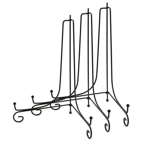 

3 Pack 12 Inch Large Iron Display Stand, Black Iron Easel Plate Photo Holder Stand for Displaying Picture Frames, Books, Decorat