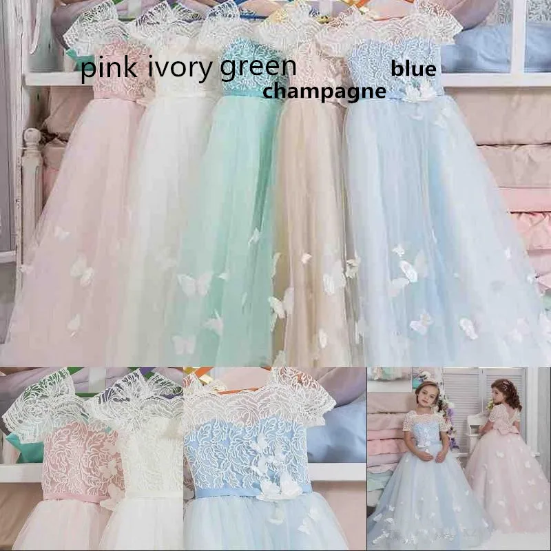 Красивое платье для девочек с цветочным принтом и бабочками Пышное Платье