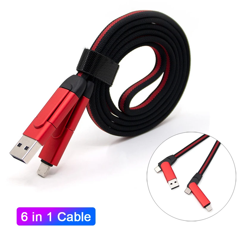 

6 в 1 USB-кабель Тип C к Type C Micro USB 8 Pin кабель PD USB C зарядное устройство для быстрой зарядки USBC для телефона планшета Тип C зарядный шнур