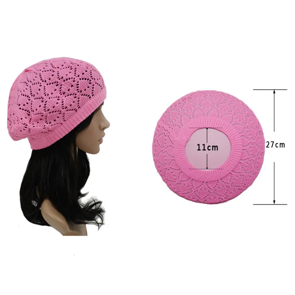 Женская вязаная шапка берет Boina de Ganchillo 8 цветов весна лето осень|beret cap|knitted beretcap beret