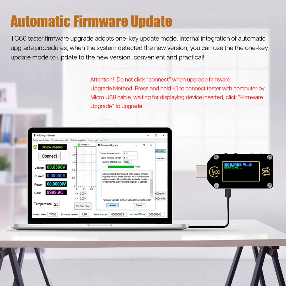 

Detector Voltmeter Ammeter Type-C Phone Charger USB Tester Voltage Current Meter Easily Carrying Lightweight Gadgets