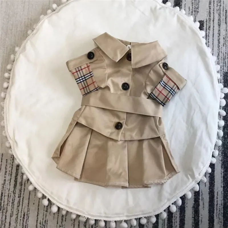 Осеннее платье для собак маленьких клетчатое йоркширов одежда чихуахуа костюм