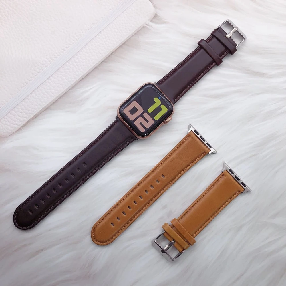 Ремешок кожаный для Apple Watch Series 1 2 3 сменный Браслет iwatch 4 5 38 мм 42 40 44 мм|Ремешки