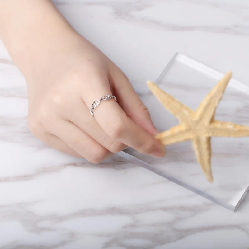 Flyleaf 925 пробы серебряные женские открытые кольца с двойной структурой завитка ДНК