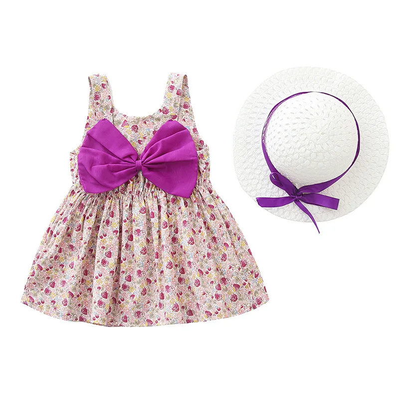 

Baby Girls Cute Bow Dress Summer 2020 New Children Floral Vest Dress Girl Princess Dress Kids Above Knee, Mini Print Sleeveless