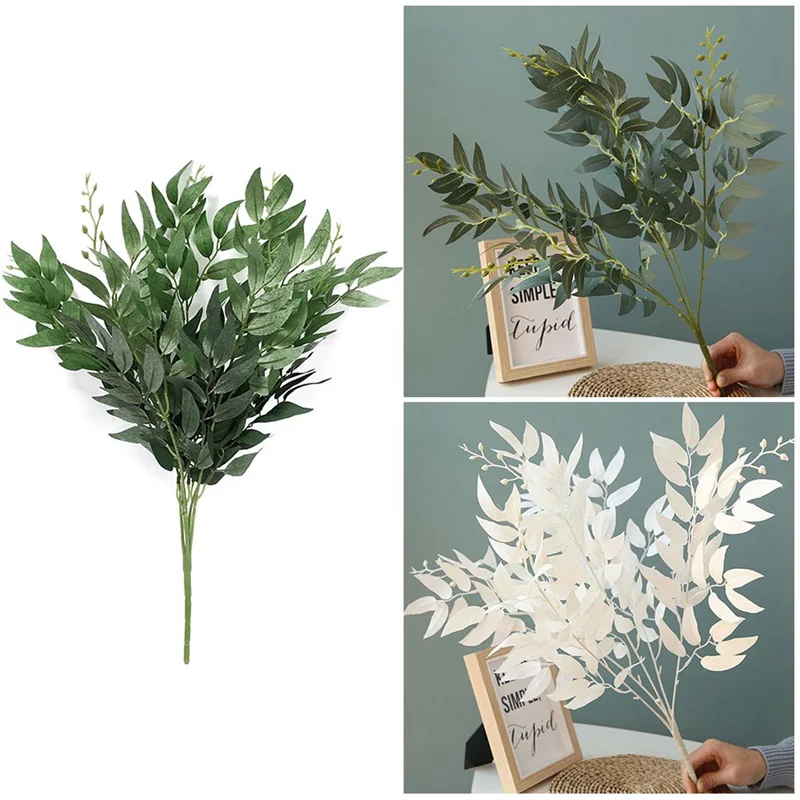 

Artificial willow bouquet fake leaves for Home Christmas wedding decoration jugle party willow vine faux foliage plants wreath