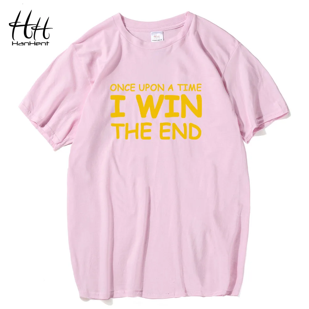 HanHent Повседневная футболка с надписью I WIN THE END креативная Мужская Черная