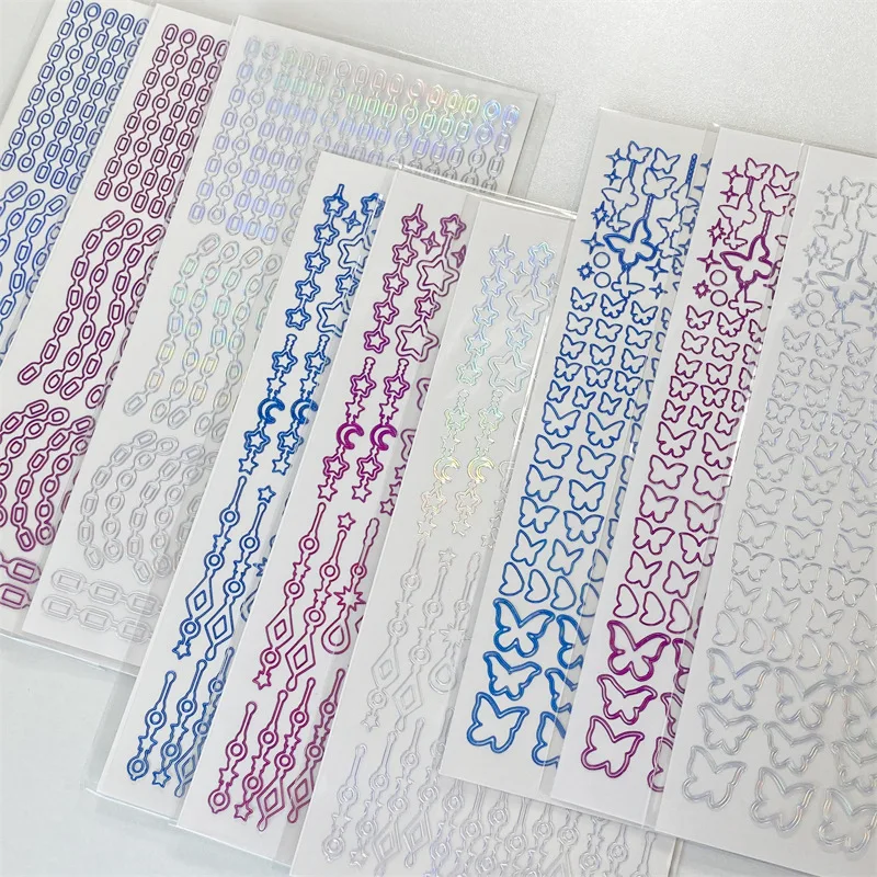 

Transparent Bronzing Butterfly Star Chain Decorative PVC Laser Stickers DIY