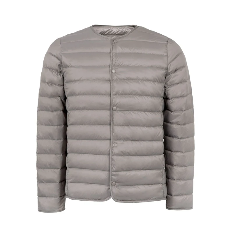 New Autumn& Winter White Duck Down Coat Men Casual Ultra Light Collarless Down Jacket Short Coat Portable Parka Plus Size
