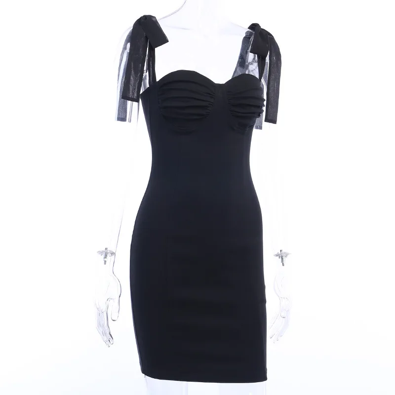 

2021 summer new women's evening dress sexy pleated slim dress temperament lace-up hip skirt