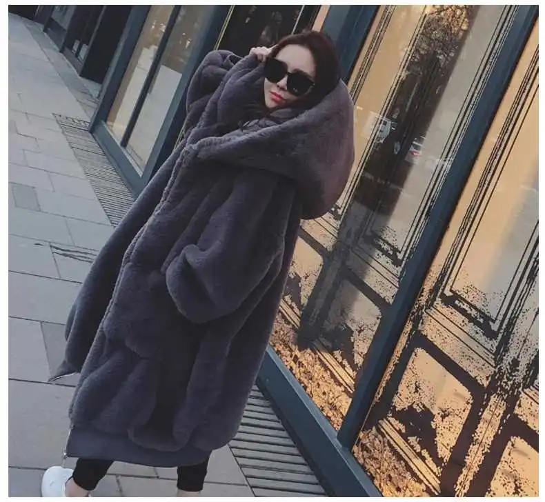 Повседневное стильное зимнее женское плотное длинное пальто из искусственного меха плюшевого мишки Новое модное женское пальто