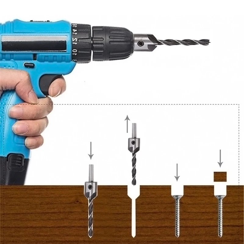 Сверло для 3-10 мм флейта Круглый хвостовик регулируемая коническая деревянная