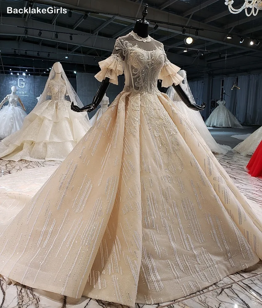 Китайское свадебное платье с высоким воротом в богемном стиле длинное кружевное