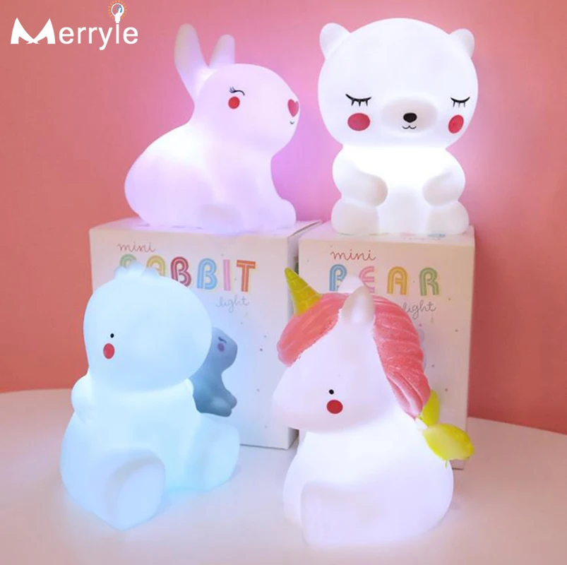 Креативный Ночной светильник с изображением животных динозавр единорог