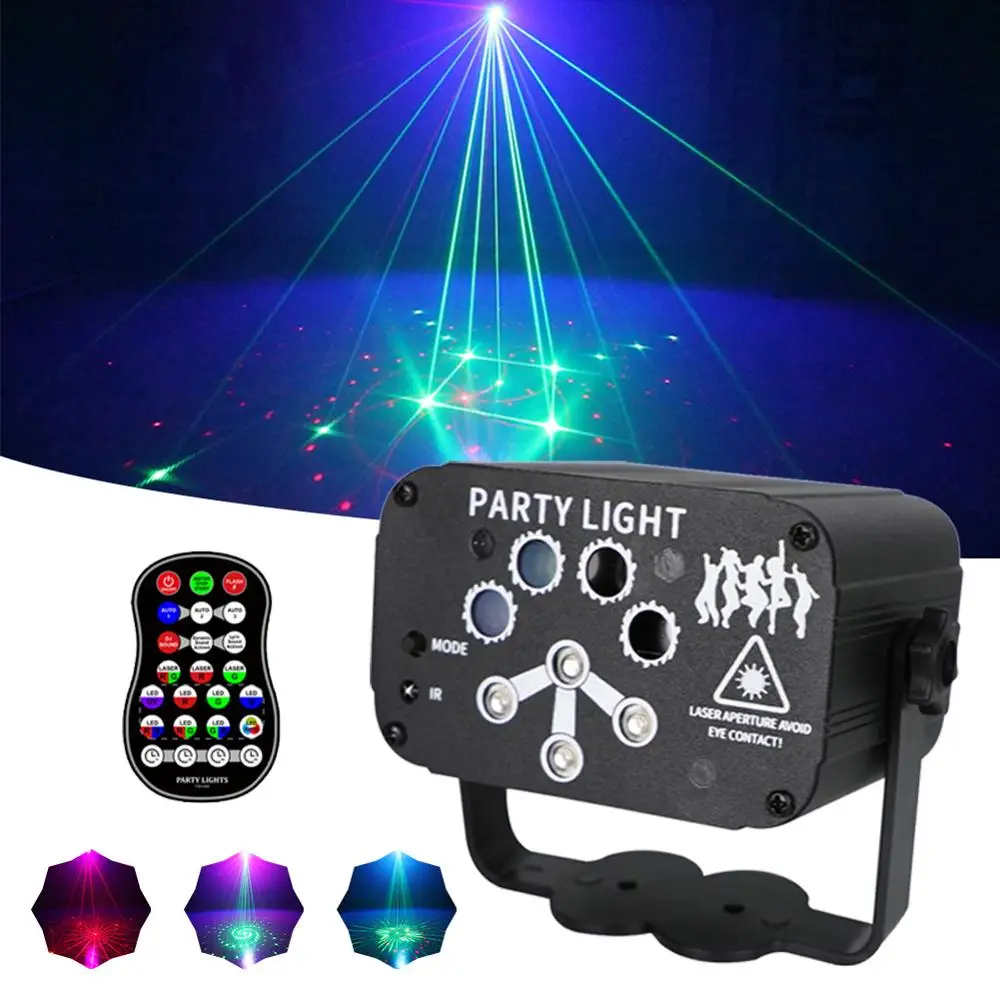 

Миниатюрный RGB диско-светильник DJ USB 128, проектор с узором, светодиодный лазерный сценический проектор с дистанционной звуковой активацией, ...
