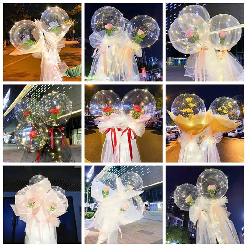 

LED Glowing Balloon Rose Sunflower Unique Light Bouquet Luminou Decoration Party Wedding Christmas Supplies Valentine's Day Gift