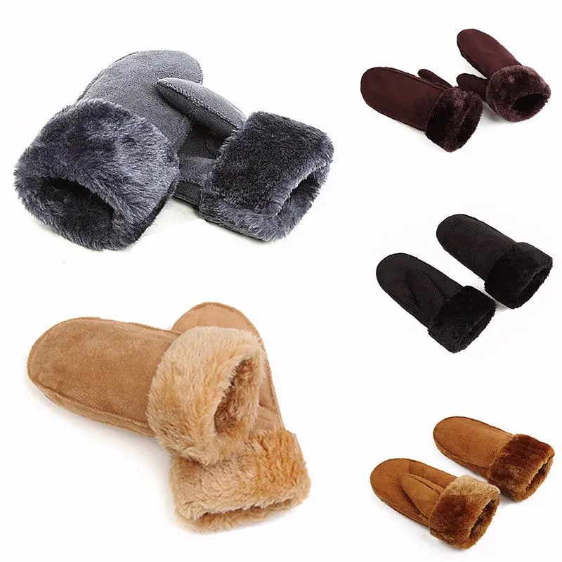 Зимние женские шерстяные перчатки из натуральной кожи кожаные варежки