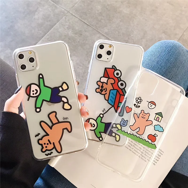 Korean phone case cartoon bear for iphone 11 Pro Max xs max xr x cover 6 6s 7 8 plus funda Charlie soft silicone tpu |