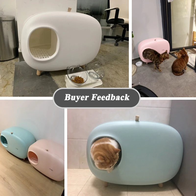 

Pets Bingo Cat Litter Box Semi-closed Kitten Toilet Training Large Space Anti Splash Cats Bedpan for 7.5kg Pet Suppies