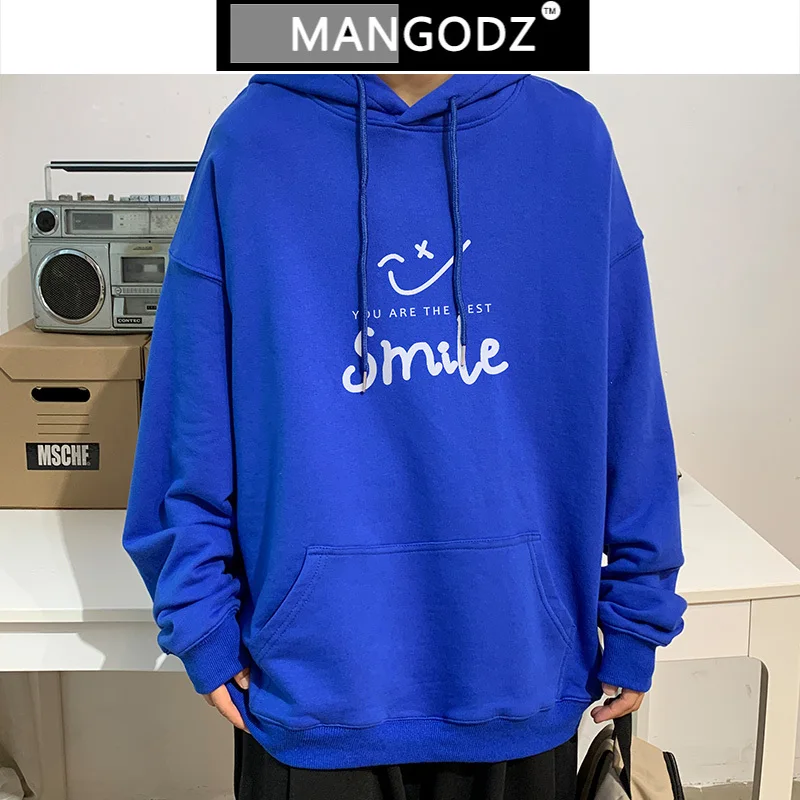 

Smiley Print Men Hoodie 2020 Autumn Winter Thick Oversize Swearshirt Casual Male Hooded Pullover Hip Hop Streetwear Eight Colors