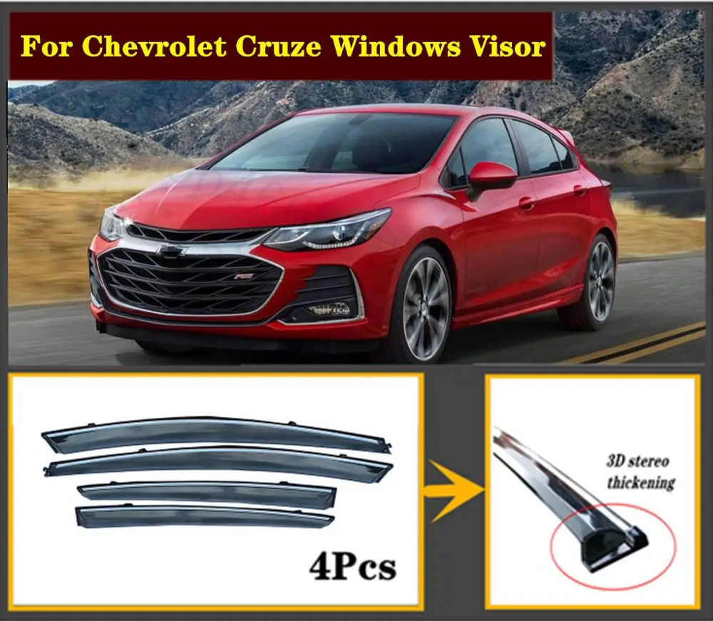 4 шт. в комплекте 2015 2020 OEM для Chevrolet Cruze Нержавеющая сталь оконный козырек затенение