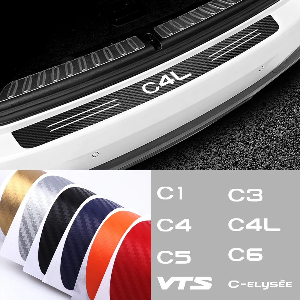 

1PCS Car Trunk Rear Bumper Sticker Strip Carbon Fiber Decal For Citroen C4 C1 C5 C3 C6 C5 C8 DS C-ELYSEE VTS C4l Xantia DS3