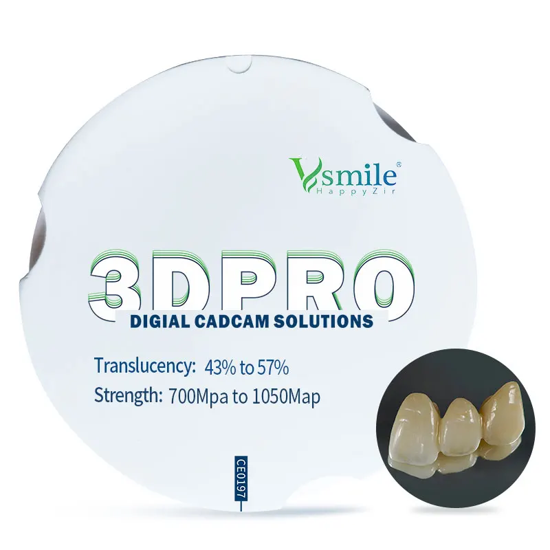 

Vsmile 95 мм стоматологический 3D Pro многослойный циркониевый блок для передней короны, 6 шт., мостовая система цирконоза CADCAM