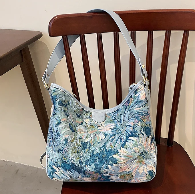 Large Capacity Women's Bag Single Shoulder Oil Painting 2021 New Fashion Summer | Багаж и сумки