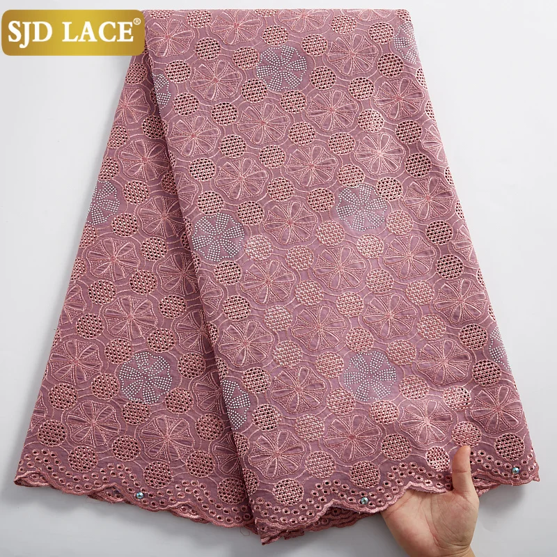 

SJD LACE Onion African Lace Fabric 2021 High Quality Dubai Holes Cotton Latest Swiss Voile Lace In Switzerland For Wedding A2389