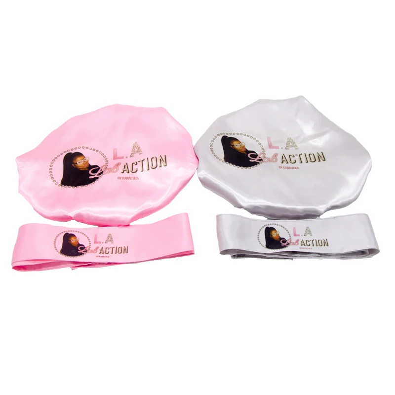 Индивидуальные лого длинные/короткие bonnets 2 слоя полиэстер атласные женские капот/повязка на голову забота Расширение парик волосы Чепчики для сна