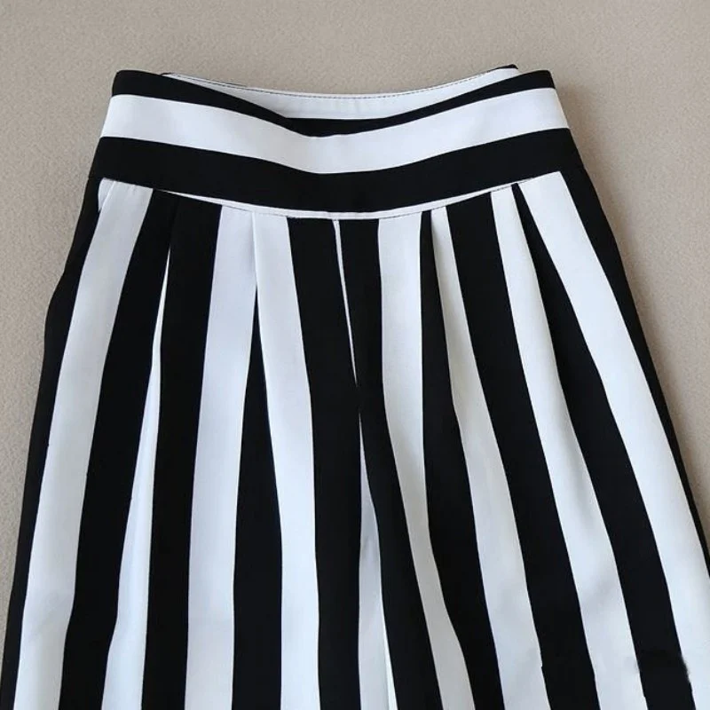 Брюки женские с завышенной талией свободные штаны широкими штанинами