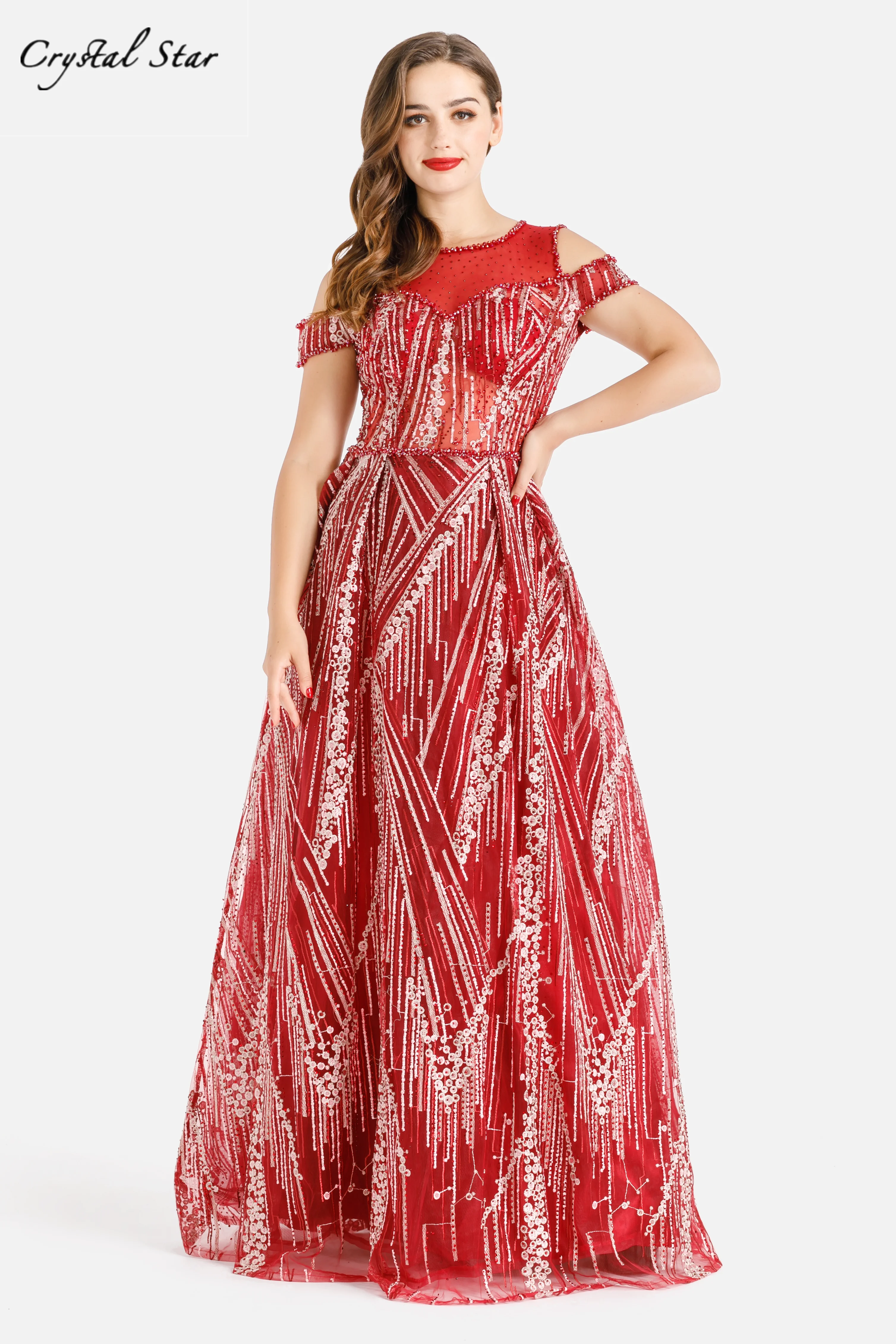 

Evening Dresses Red Long Luxury 2021 Sequin For Women Party, Wedding, Prom HO1034