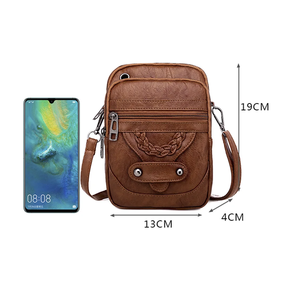 

Crossbody Ladies Bag Vintage Handbag Fashion Adjustable Leather Shoulder Bags Solid Color for Business Leisure Travel