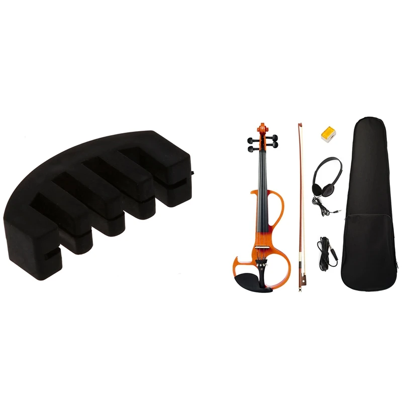 

Скрипки практика резиновый Скрипка Mute глушитель с электрической скрипке 4/4 полный Размеры с возможностью подключения к чехол с бантом науш...