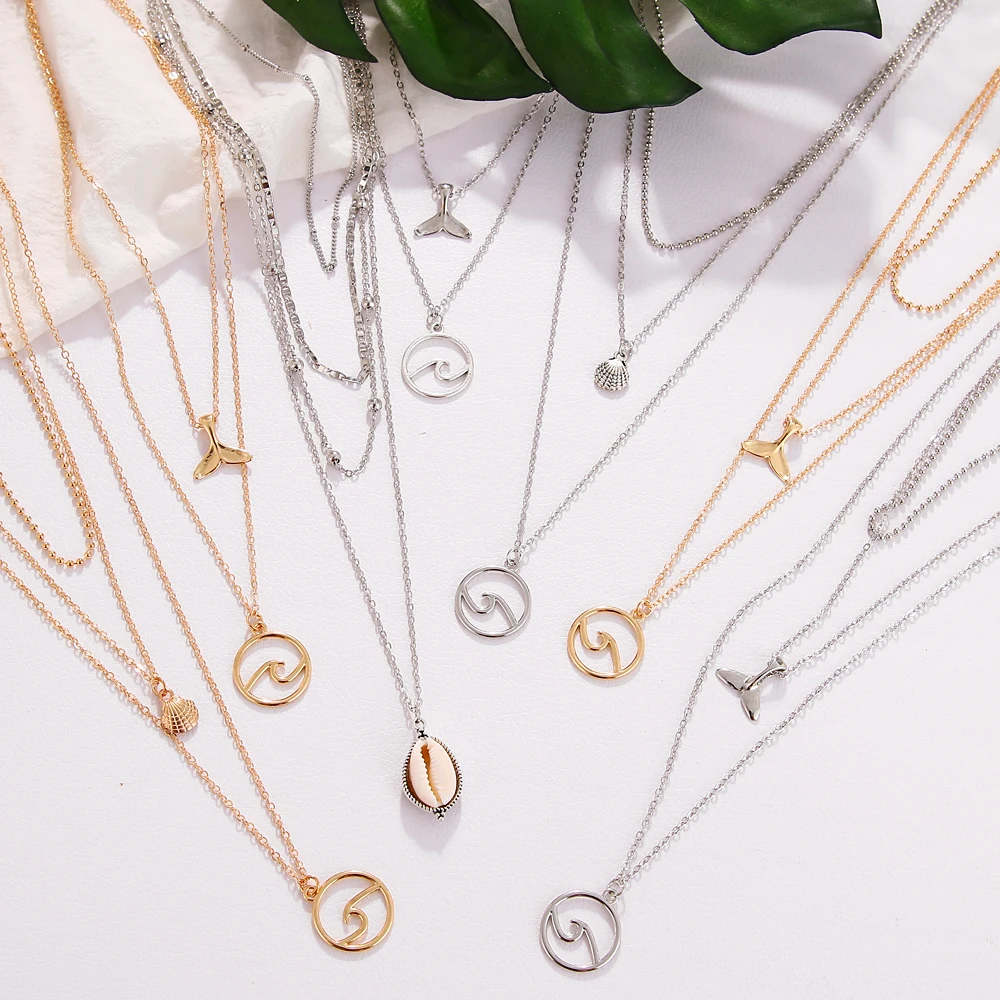 Женское Ожерелье чокер FAMSHIN винтажное многослойное колье золотистого и