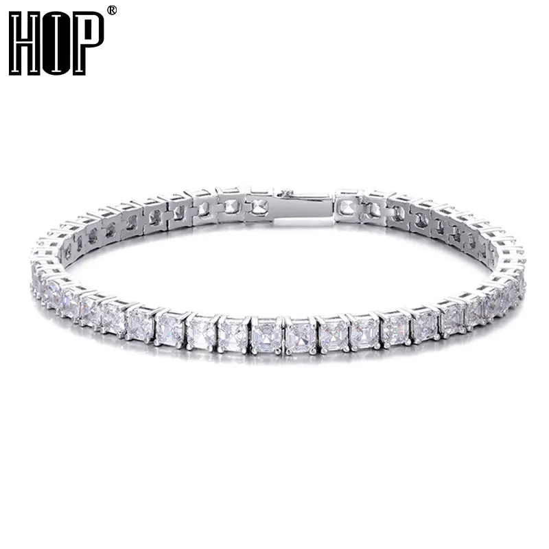 

Цепочка унисекс, с квадратным зубцом, 5 мм, с фианитами