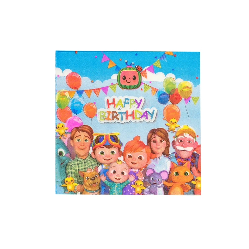 20 шт Cocomelon тема салфетку украшения Еда Бумага салфетки Happy День рождения для