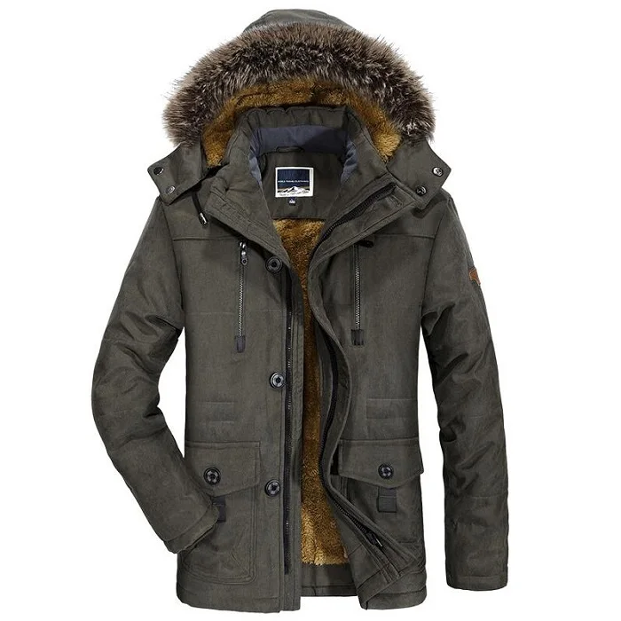 

Зимняя мужская куртка, бриджи 5XL 6XL, теплая парка с хлопковой подкладкой, пальто, Повседневная флисовая длинная мужская куртка с искусственн...