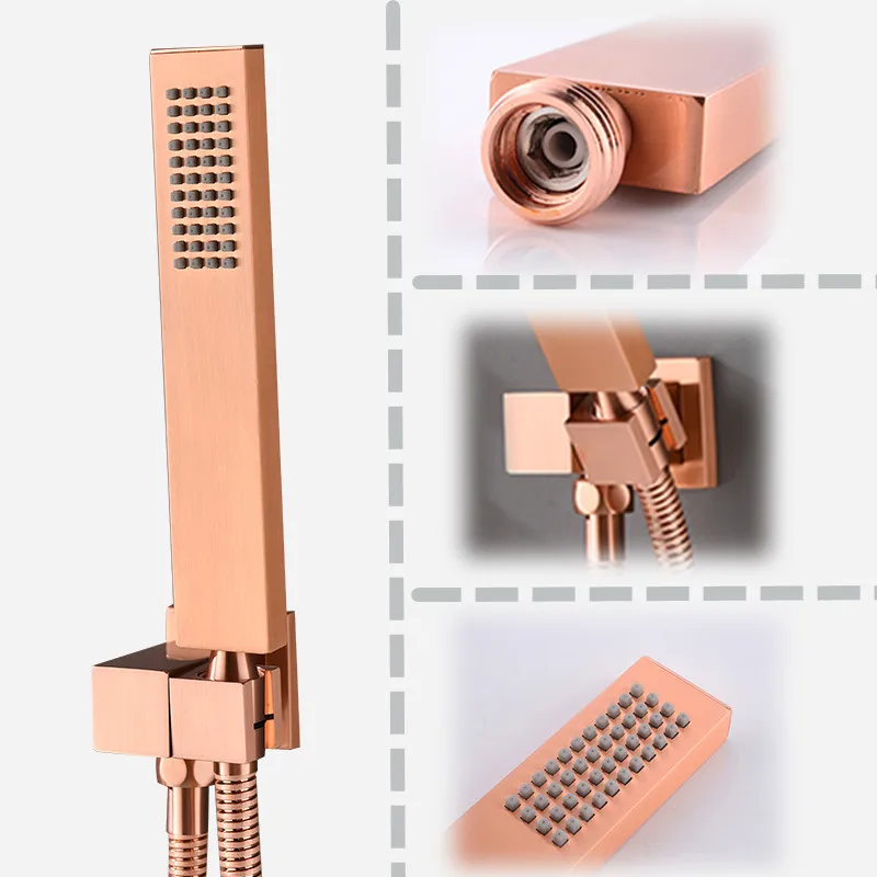 Hongdec Bathroom Brass 12 Inch Ceiling Mount Rainfall Shower Faucet System Mixer Set ,Brushed Rose Gold Finsh