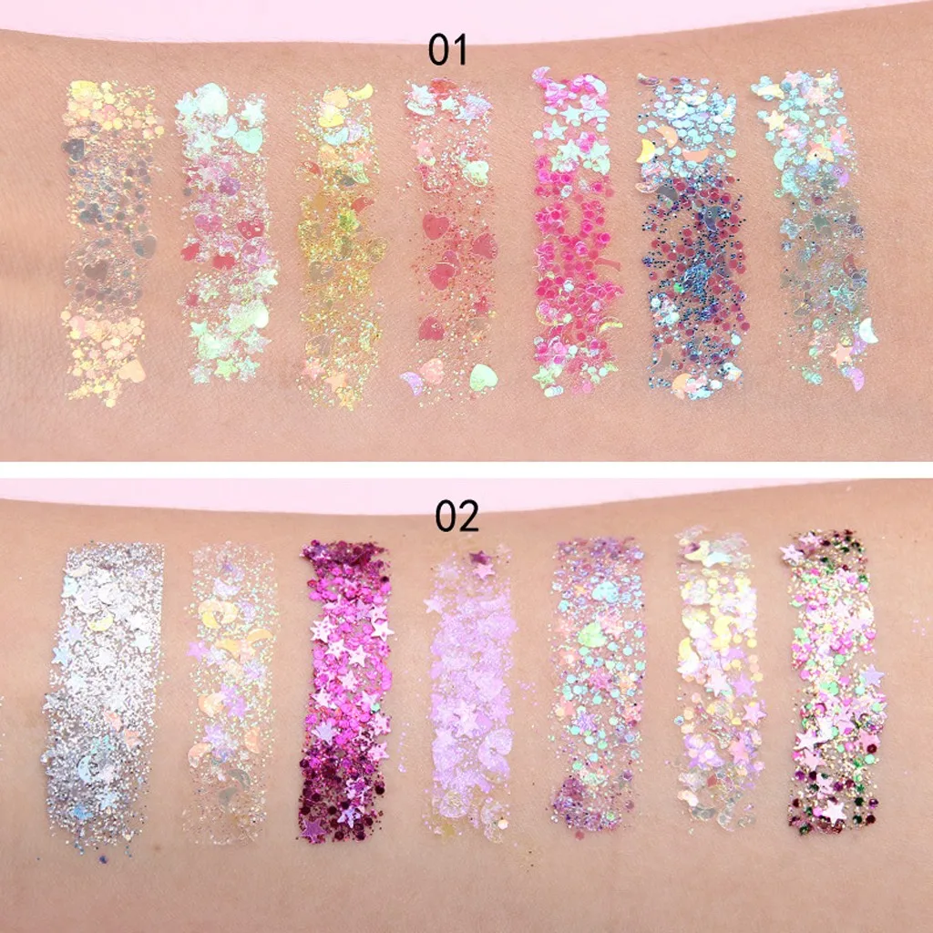 7 Color Ladies Glitter Sequin Gel Cream Eye Shadow Nail Art Body Face Makeup Beauty Gift Eyeshadow Palette |
