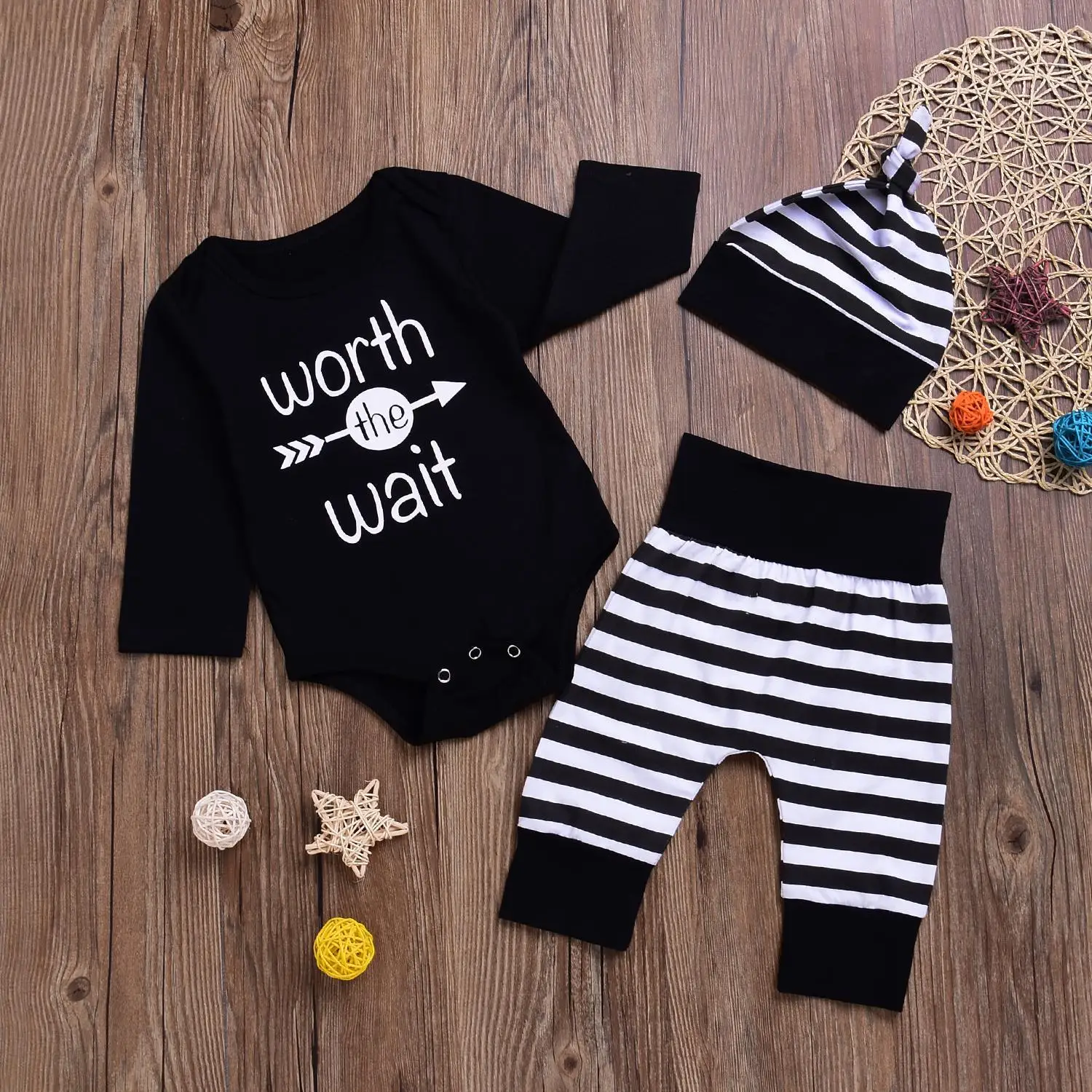 

3Pcs/Set Toddler Girls Boys Clothing Hat + Romper + Long Pants Baby Clothes Sets