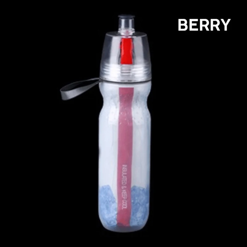 

Sports Drinking Water Bottle Spray Riding Outdoor Sports PE Double Layer Cold Insulation Water Bottle Function Water Cup