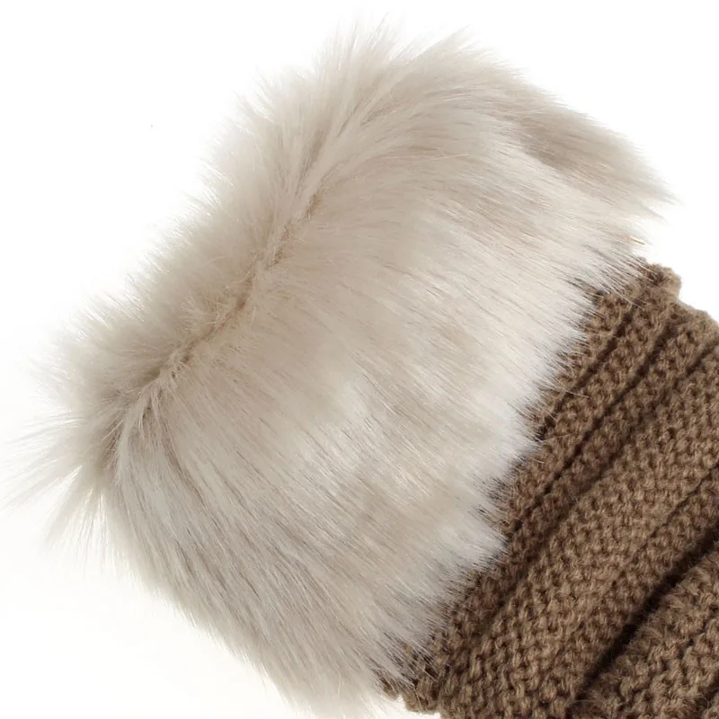 Женские перчатки без пальцев теплые зимние варежки из искусственного кроличьего