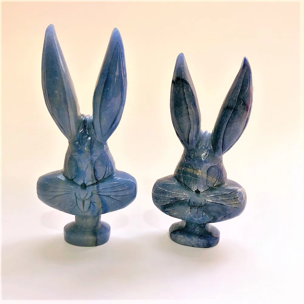

1 Piece High Quality Nice Polishing Lovely Little Rabbit Shaped Blue Aventurine For Decoration and Gift LML